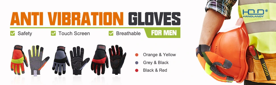 Pri En388 Certified Hi-Viz Safety Construction Padded Vibration-Resistant Mechanic Gloves